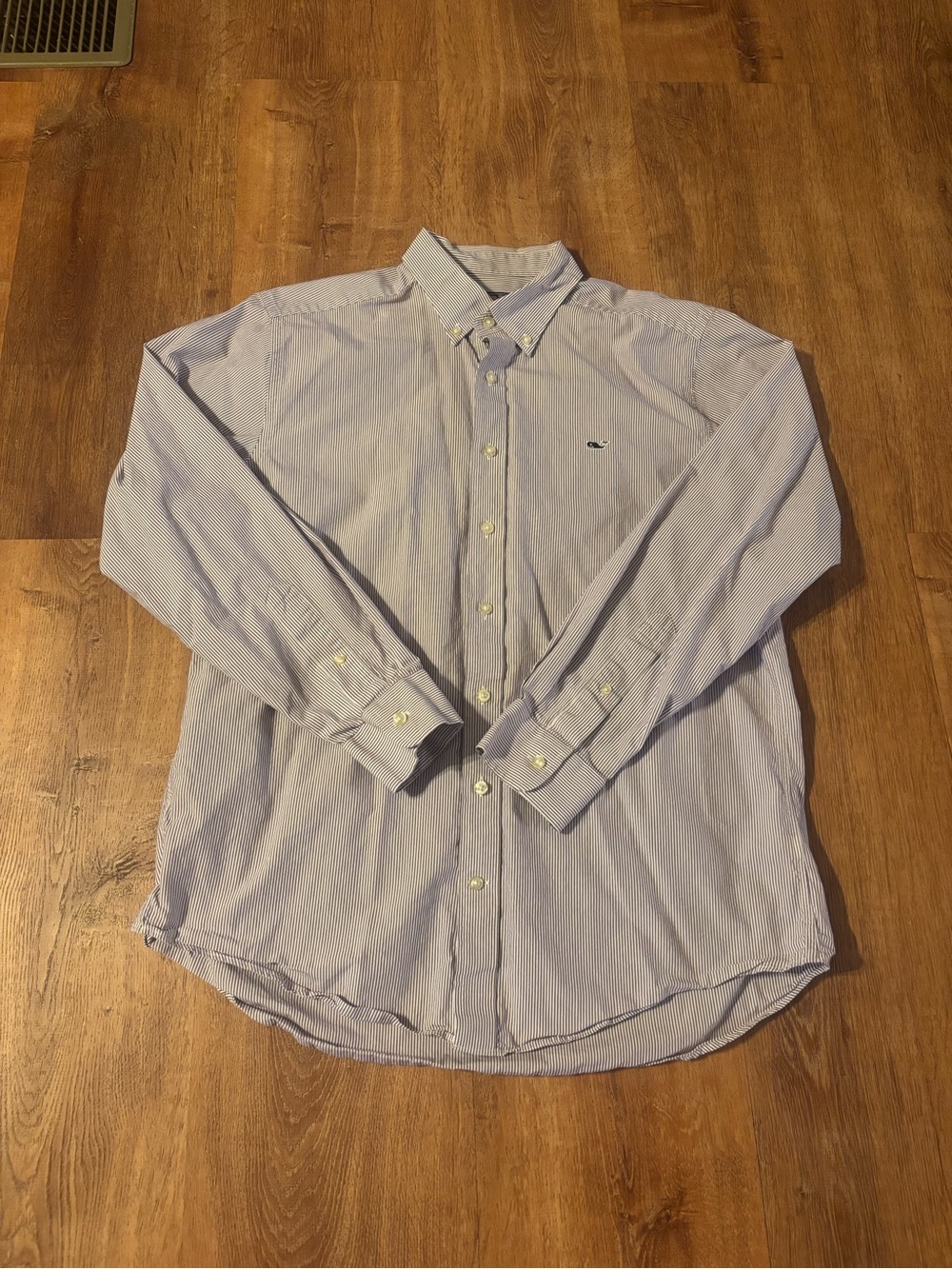 Vineyard Vines Slim Fit Whale Shirt Purple Striped  Mens L Long Sleeve